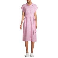 Time and Tru Belted Button down Lace Denim Sun summer beach casual picnic Dress