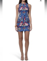 Adelyn Rae Blue Embroidered Bird Floral Sleeveless Mini Dress Size XL🪄