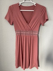 Grefit Stretchy Lightweight Midi Marve Pink Trads Dress Size L (8-10) #J