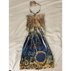 2000s InGear Boho Beaded Halter Summer Dress