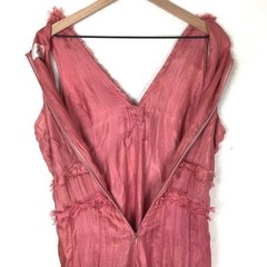 HOLLY IN HANOI Silk Sleeveless Raw Edge Pleated Midi Dress Sz S Pink Romantic