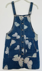 NWOT Tinseltown Denim Overall Dress Women&rsquo;s M Blue Butterfly Print Button Front