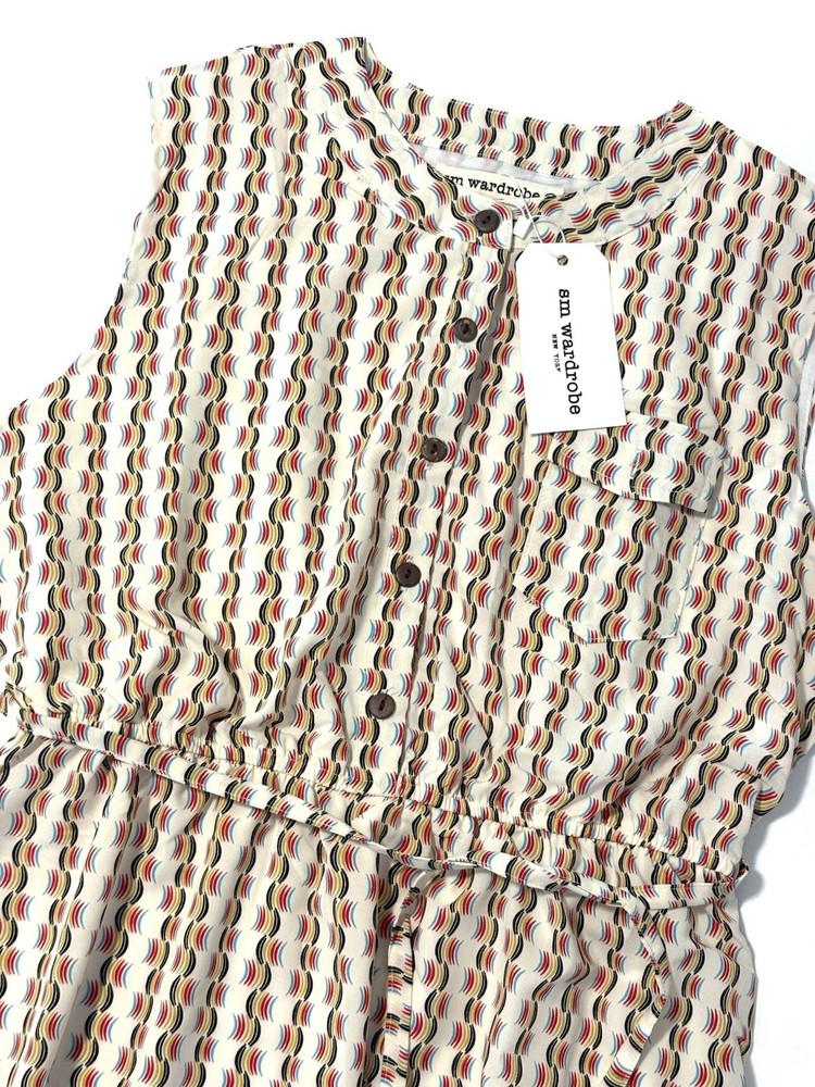 SM Wardrobe Button Shirt Dress Womens XL Tie Waist Flowy Rainbow Pride NEW NWT