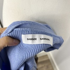 Samsoe Samsoe Everly Ribbed Knit Sweater Size L Large Blue NEW $270