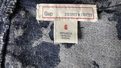 GAP Roll Cuff Medium Indigo Denim Floral Print Shift Dress Back Zipper Pockets 6