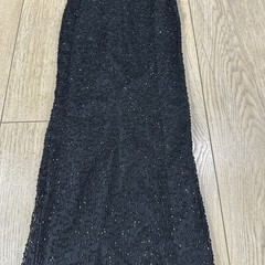 VTG Laurence Kazar Size S 100% Silk Black Beaded Gown Dress Back Slit