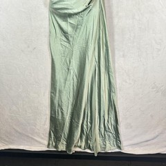 Billy J Dress Womens 8 Sage Green Satin One Shoulder Maxi Gown Side Slit Formal