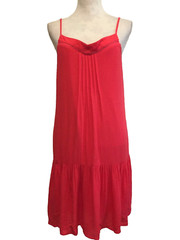 Maurice Tunic Dress, Medium, Adjustable Spaghetti Straps, Orange, lined, ruffle