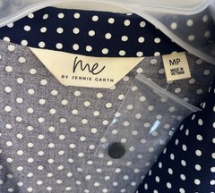 New QVC Me by Jennie Garth Navy Blue Dottie Printed Dress / Medium Petite