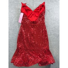 Mori Lee Sequin Mini Dress Size 4 Red Ruffle Hem Homecoming Party 33070