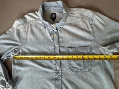 Gap Denim Shirt Dress Light Wash Chambray Button Front Pocket Casual Size Large