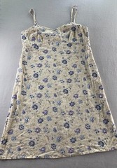 Printed Strappy Mini Dress Womens Size 37 Beige Purple Floral Sleeveless Zip