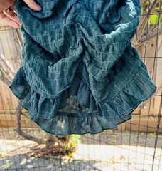 SHEIN Green Off Shoulder Long Sleeve Ruched Ruffle Lace-Up Mini Dress xs