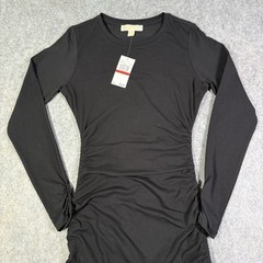 Michael Kors Stretch Adjustable Ruched Bodycon Dress Women&rsquo;s Sz XS Black NWT $98