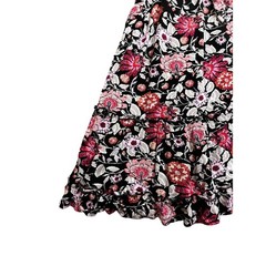 Maurices Floral Tiered Ruffle Mini Dress Black Pink Smocked Back Medium