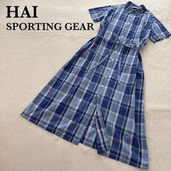 Rare HAI SPORTING GEAR check shirt dress blue