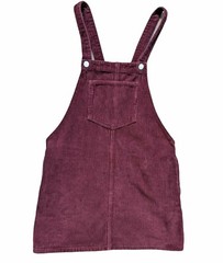 TOPSHOP Petite Burgundy Red Cord Pinafore Dungaree Dress Retro Vtg Style Sz UK 8
