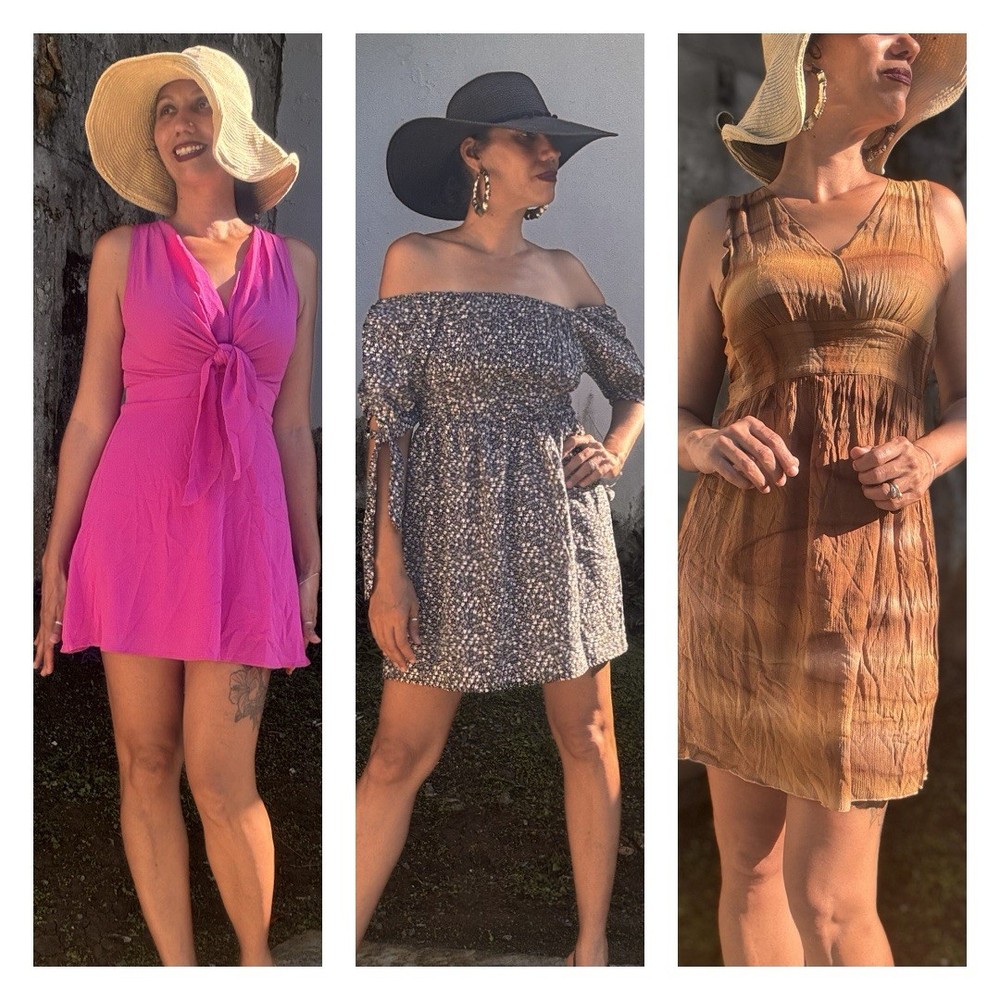 Lot of 3 Style House Brown Tie-Dye, Favlux Summer Dress Bundle, S
