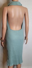 Zara Turquoise Green Open Back Draped Neck Sleeveless Size Large