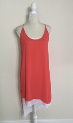 BCBG Maxazria Asymmetric Hi Low Orange Chiffon Sleeveless Slip Shift Dress y2k S