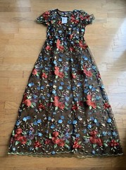 Large Lularoe Deanne 2 II Black Red Green Blue lace floral dress