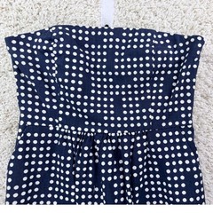 Gap Strapless Dress Womens 0 Navy Blue Polka Dot Cotton Linen Mini