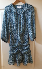 Ba&sh Marine Blue Floral Dress Ruched Size 1 UK 8