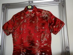 Chinese Brand new ladies Red embroidered dress size Medium Pura-seta