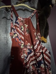 Burgundy Floral & Navy Patchwork Maxi Dress