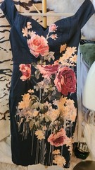 ASOS Dress Midi FLORAL, Black Off Shoulder Body Con Wedding Sz 6 Stretch PRETTY!