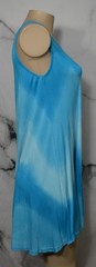 INDIA BOUTIQUE Blue Tie Dye Sleeveless Dress Free Size Stretch Jersey Unlined