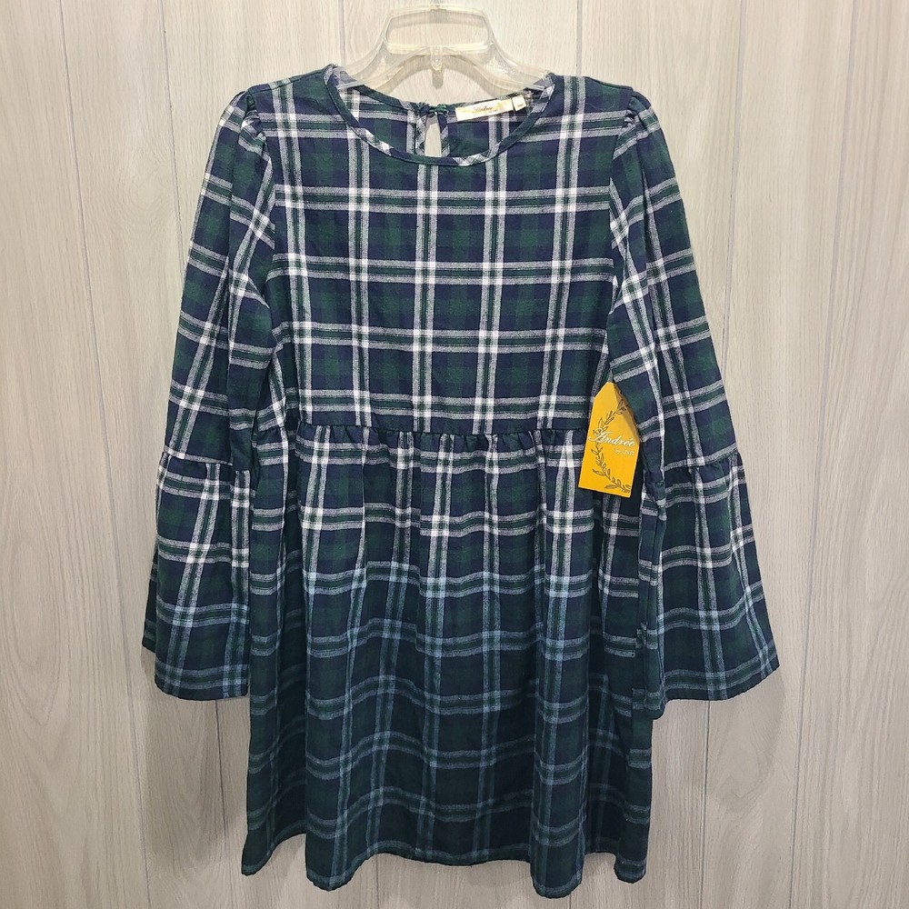 Andree By Unit Plaid Dress Size M cottage prairie Boho Retro Classic