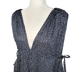 J Crew Midi Dress S Navy Blue Polka Dot Open Side Oversized Lightweight Cover