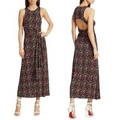 Tanya Taylor Octavia Maxi Dress Large Open Back Multiway Bow Tie Back Colorful
