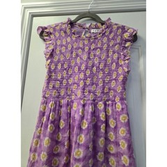 THML Purple Daisy Floral Smocked Tiered Cotton Maxi Dress XS Cottagecore Summer