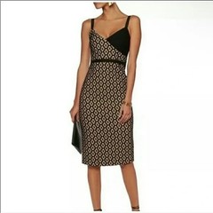 Cinq A Sept NWT Sera Sheath Dress Size 0 Black Camel Printed Sleeveless Evening
