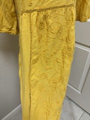 Anthropologie Akemi + Kin Dress Womens XS Lace Appliqué Embroidered Boho Yellow