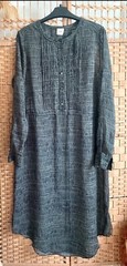 HUSK Australia Grey/ Green Pattern Layering Shirt Dress Drawstring Fits Uk 12