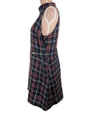 NWT ALEXIA ADMOR Remington Plaid Tweed Midi Dress Sz 14 Navy Quiet Luxury