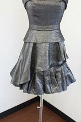 Banana Republic Monogram Silver Metallic Strapless Ruffle Party Cocktail Dress 2