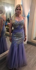 Gorgeous Custom Made Sparkly Lavender Beaded Crystal Gown w/Mesh Bottom