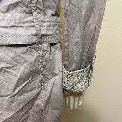 Women’s Beige Cotton Casual Collared Belted Lace Pickets Size S Button-up Dress