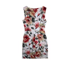 Connected Apparel Tiered Sheath Floral Print Dress size 6 White/Red/Green
