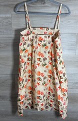 NEW Anna Cate Leah Linen Blend Shell Print Mini Dress Crabs Size Large Coastal