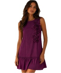 Robert Rodriguez 100% Silk Ruffle Drop Waist Shift Dress Magenta 8
