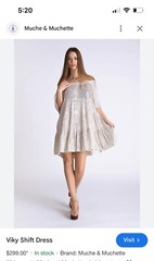$295 Muche et Muchette Viky Shift Dress Silver Sequin Pockets ONE SIZE Tunic