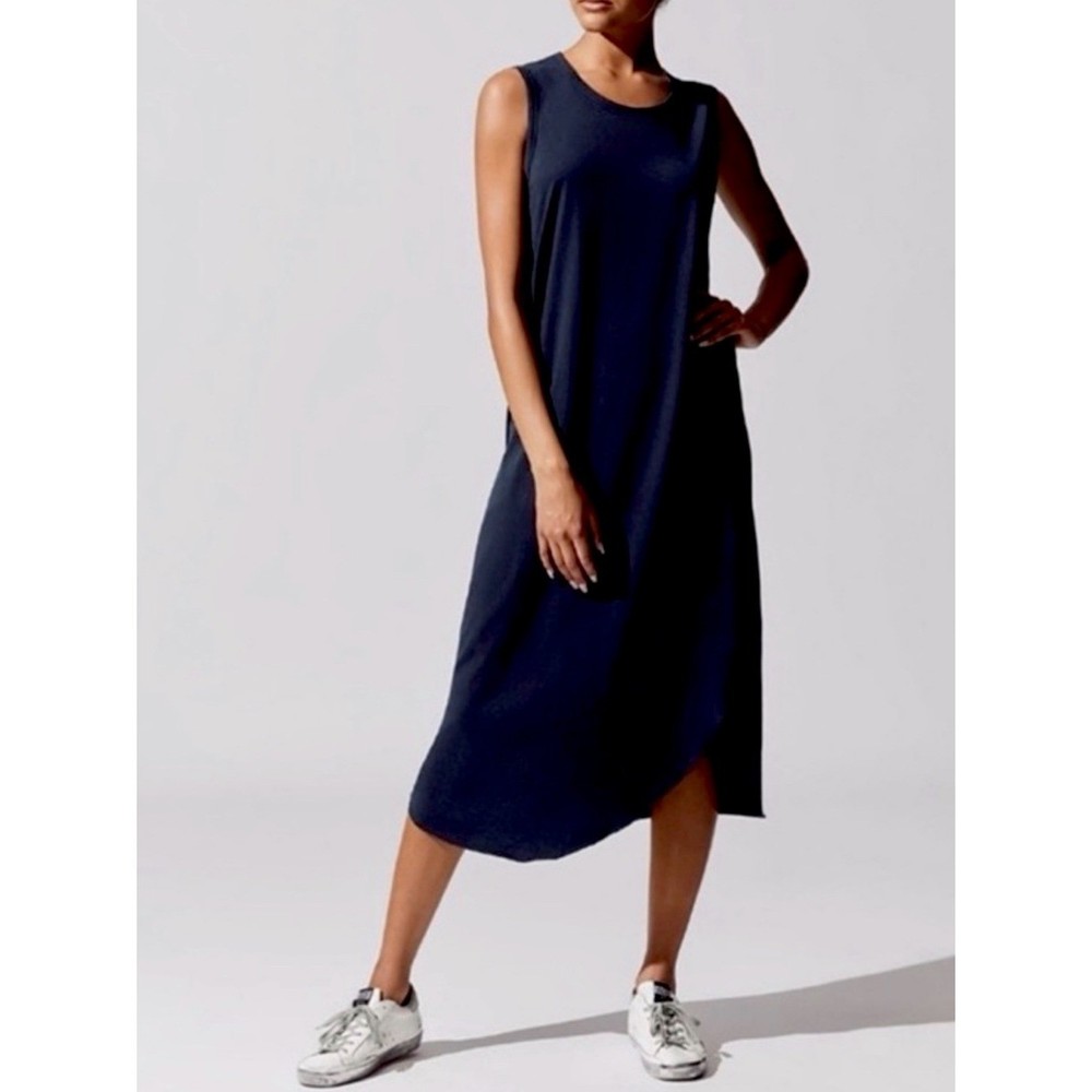 Frank and Eileen Easy Side Slit Tank Midi Dress in Dark Navy. Size S