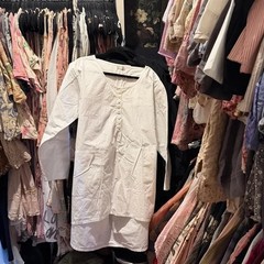 Krista Larson White Broadcloth A-Line Smock Dress with Side Ties – NWOT- OS