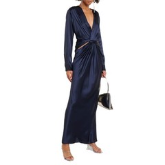 Christopher Esber TRIQUETRA Twist Cut-Out Silk Satin Maxi Floor Dress, AU8/ US 4