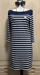 LADY IRISH Peter Millar Pima Cotton Classic Striped Navy Sweatshirt Dress Sz M.